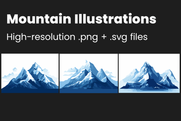 3 Detailed Mountain Illustrations SVG: Graphics & Illustrations for Brands