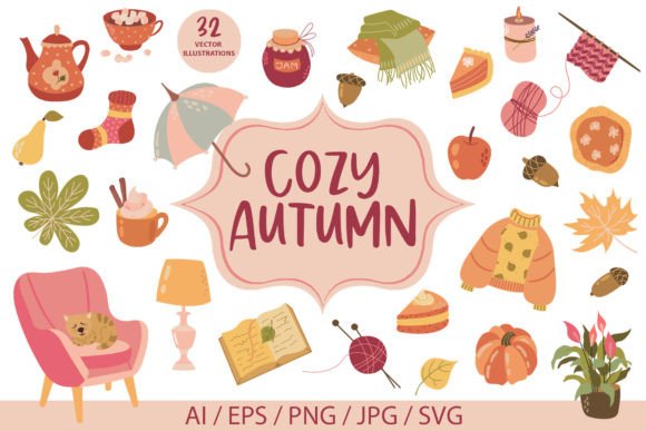 Cozy Autumn Vector Illustrations: Graphics Design Asset Review