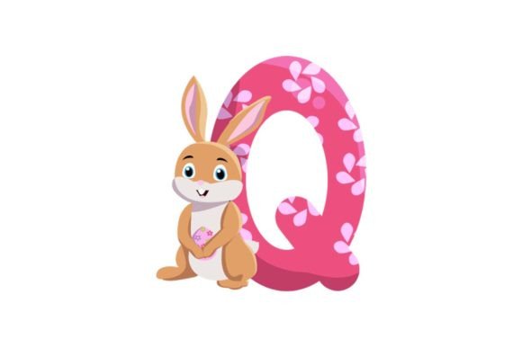 Cute Easter Egg Alphabet Q Illustrations