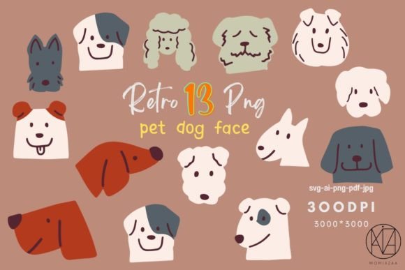 Dog Face Pet Character Illustrations for Graphics & Illustrations