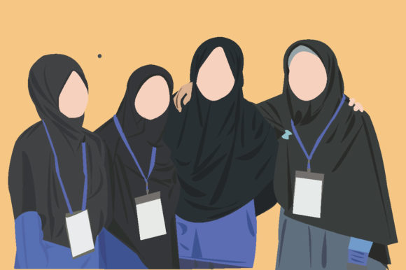 Four Muslim Friends Illustrations Graphics Review
