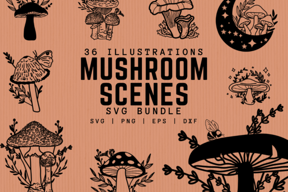 Mushroom Scenes: SVG Graphics & Illustrations