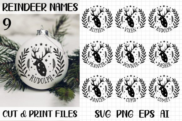 Reindeer Names SVG: Graphics & Illustrations