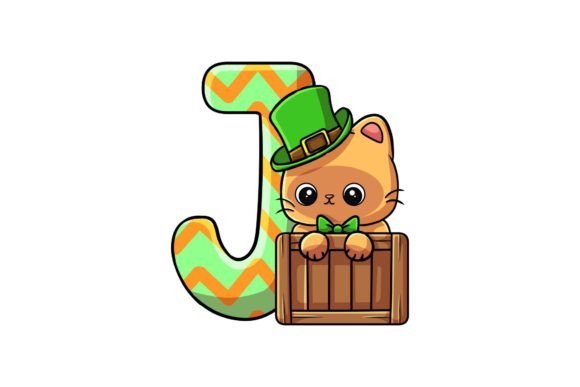 St Patrick Cat Alphabet J: Graphics & Illustrations