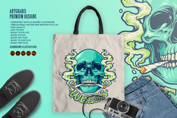Weed Skull Smoke Illustrations: Graphics for Crafters
